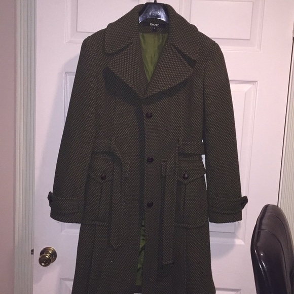 DKNYC Jackets & Blazers - DKNY hunter green Long Coat 100% wool with lining